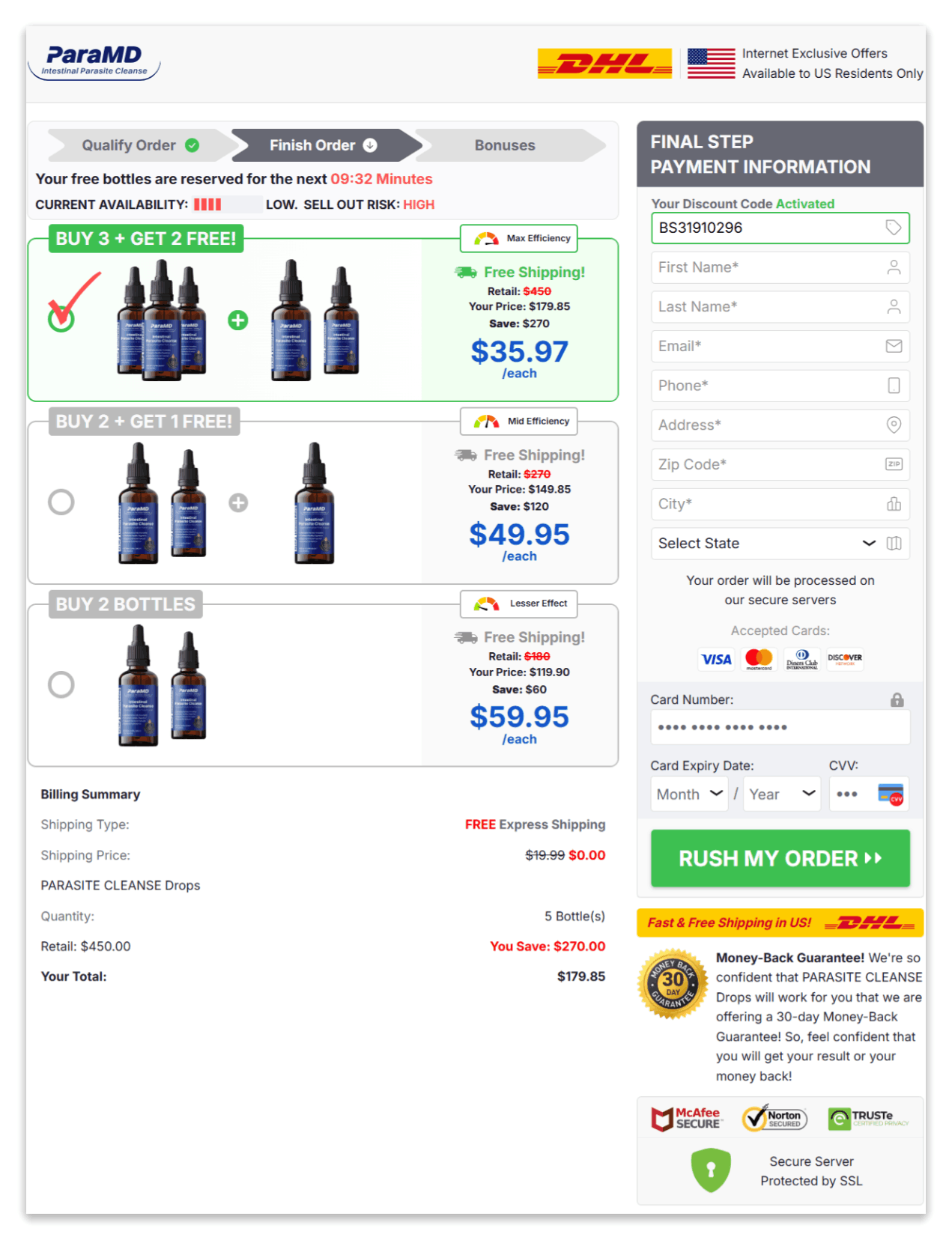 Parasite Cleanse Secure Checkout Page
